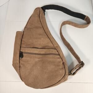 AmeriBag Classic Healthy Back Sling Bag Tan Brown Crossbody Nylon Purse (12)